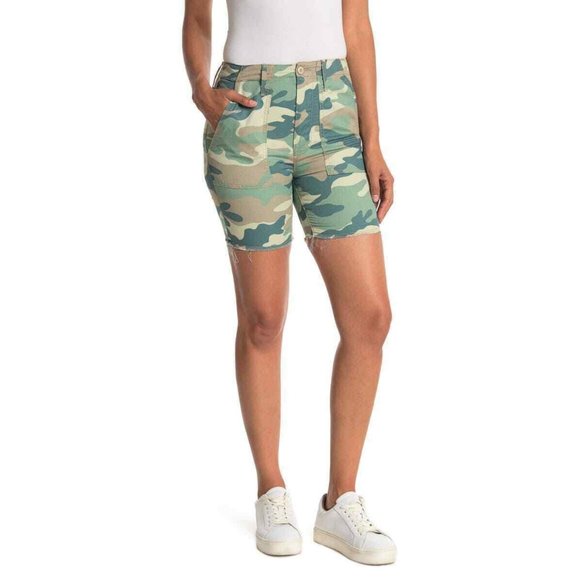 MOTHER Denim The Shaker Chop Crop Camouflage Shorts Size 24